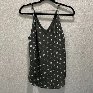 Loft Green V Neck Back Spaghetti Tank Medium